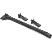 Pótalkatrész Losi 8XTE RC modellautóhoz: hátsó futómű merevítő, első karosszériatartó.