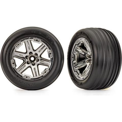 Traxxas kerékpár 2.8", RXT krómozott tárcsa, bordázott gumik (2)