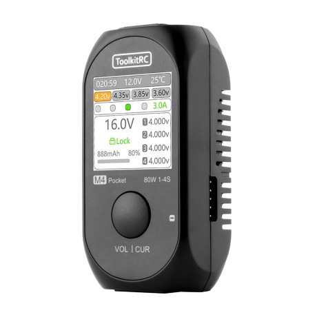 ToolkitRC M4 Pocket LiPo 1-4S 5A Charger DC 7-25V USB-C