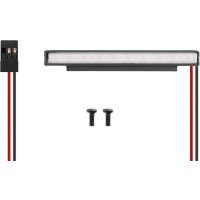 Fényrámpa 20 fehér LED-del, nagy fényerővel RC autókhoz. Tápegység 5 V, fogyasztás 30-40 mA. Tápkábel hossza 30 cm JR csatlakozóval. 70 mm hosszú rámpa.