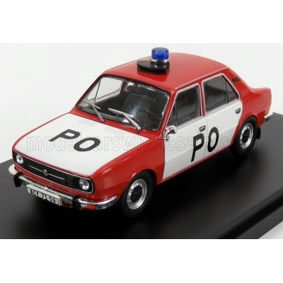 ABREX ŠKODA 105L P.O. FIRE ENGINE POLICE 1977 - RED WHITE 1/43