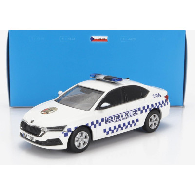 ABREX ŠKODA OCTAVIA IV MESTSKA POLICIE 2020 - WHITE BLUE 1/43