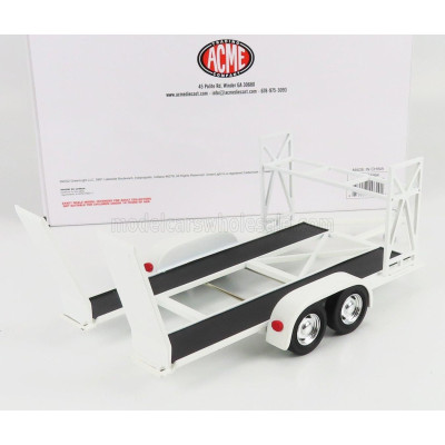 ACME MODELS ACCESSORIES CARRELLO TRASPORTO AUTO 2-ASSI - CAR TRANSPORTER TRAILER - CAR NOT INCLUDED - WHITE BLACK 1/18