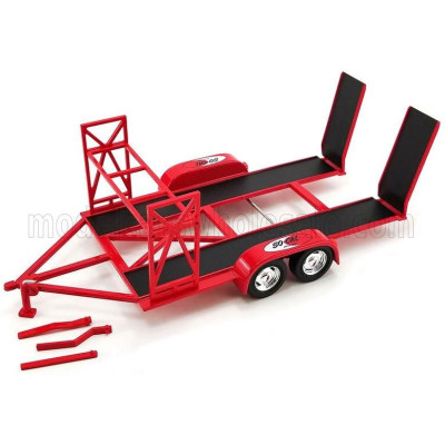 ACME MODELS ACCESSORIES CARRELLO TRASPORTO AUTO 2-ASSI - CAR TRANSPORTER TRAILER SO-CAL - CAR NOT INCLUDED - RED BLACK 1/18