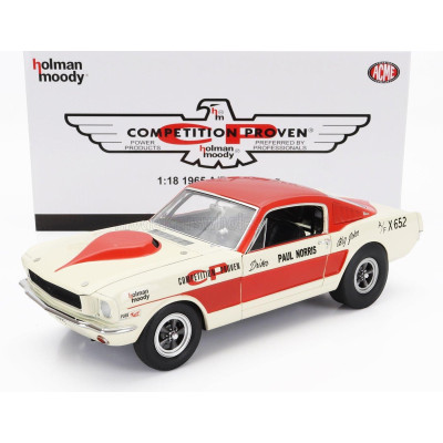 ACME MODELS FORD USA MUSTANG A/FX COUPE N 0 HOLMAN MOODY 1965 PAUL NORRIS - WHITE RED 1/18