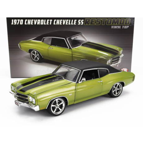 ACME MODELS CHEVROLET CHEVELLE SS COUPE RESTOMOD WITH VINYL TOP 1970 - GREEN MET BLACK 1/18