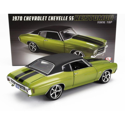 ACME MODELS CHEVROLET CHEVELLE SS COUPE RESTOMOD WITH VINYL TOP 1970 - GREEN MET BLACK 1/18