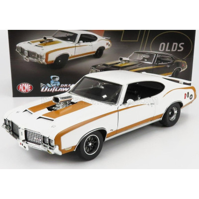 ACME MODELS OLDSMOBILE 442 HURST COUPE DRUG OUTLAW DRAGSTER 1972 - WHITE YELLOW 1/18