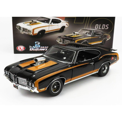 ACME MODELS OLDSMOBILE 442 HURST COUPE DRUG OUTLAW DRAGSTER 1972 - BLACK YELLOW 1/18
