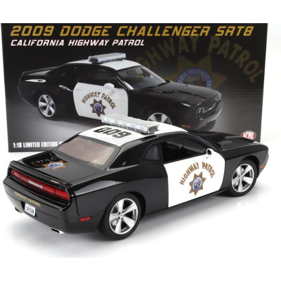 ACME MODELS DODGE CHALLENGER SRT8 COUPE POLICE HIGHWAY PATROL 2009 - BLACK WHITE 1/18