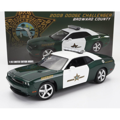 ACME MODELS DODGE CHALLENGER R/T COUPE POLICE BROWARD COUNTY SHERIFF 2009 - GREEN WHITE 1/18