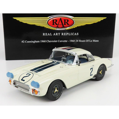 ACME MODELS CHEVROLET CORVETTE C1 COUPE 4.6L V8 TEAM B.S. CUNNINGHAM N 2 24h MANS 1960 D.THOMPSON - F.WINDRIDGE - WHITE BLUE 1/1