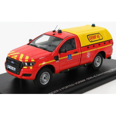 ALARME FORD USA RANGER PICK-UP CLOSED SDIS 45 SAPEURS POMPIERS 2017 - RED YELLOW WHITE 1/43