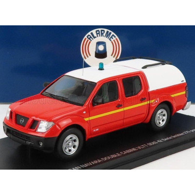 ALARME NISSAN NAVARA DOUBLE CABINE PICK-UP CLOSED VLTT SDIS 42 SAPEURS POMPIERS 2011 - RED WHITE 1/43