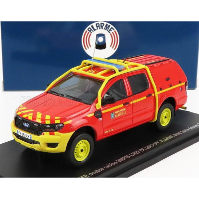 ALARME FORD USA RANGER PICK-UP CLOSED DOUBLE CABINE VR-1-15 BMPM MARINS POMPIERS 2011 - RED YELLOW 1/43