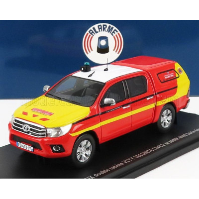 ALARME TOYOTA HI-LUX DOUBLE CABINE PICK-UP CLOSED SECURITE CIVILE 2011 - RED YELLOW 1/43