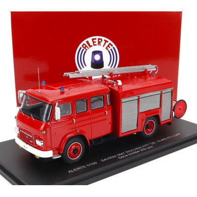 ALERTE SAVIEM SM7 DOUBLE CABINE TANKER TRUCK SAPEURS POMPIERS ROCHER FPT 28 EURE-ET-LOIR 1976 - RED 1/43