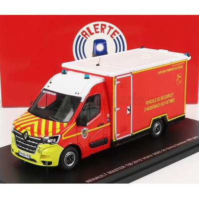 ALERTE RENAULT MASTER VAN VSAV SDIS 25 VEHICULE DE SECOURS ET D'ASSISTANCE AUX VICTIMES SAPEURS POMPIER 2019 - RED WHITE YELLOW