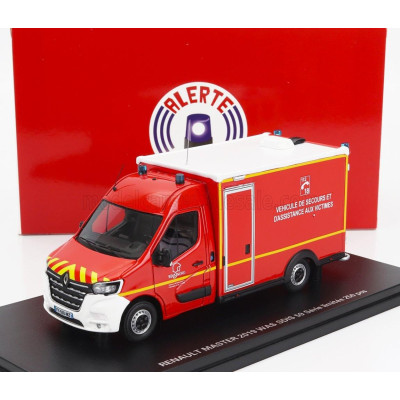 ALERTE RENAULT MASTER VAN WAS SDIS 59 VEHICULE DE SECOURS ET D'ASSISTANCE AUX VICTIMES AMBULANCE SAPEURS POMPIER 2019 - RED WHIT