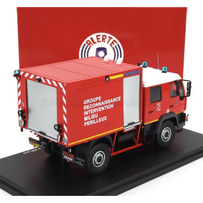 ALERTE MAN LE 14.220 TRUCK DOUBLE CABINE BEMAEX GRIMP SDIS 77 SAPEURS POMPIERS GROUPE RECONNAISSANCE INTERVENTION MILIEU PERILLE