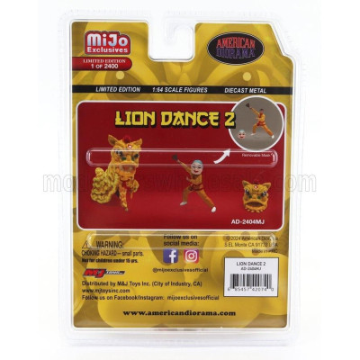 AMERICAN DIORAMA FIGURES SET 4X LION DANCE 2 - YELLOW 1/64