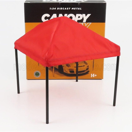 AMERICAN DIORAMA ACCESSORIES CANOPY SET WITH FRAME AND COVER - RED BLACK 1/24