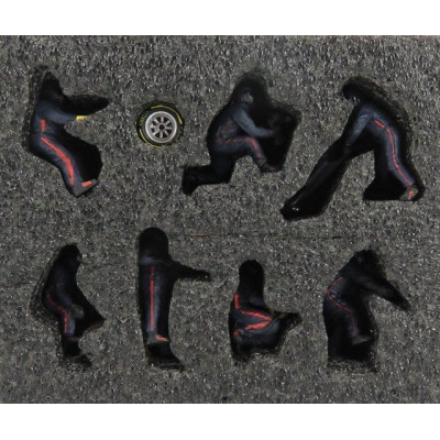 AMERICAN DIORAMA FIGURES F1  SET 1 2020 - DIORAMA PIT-STOP SET 7 X MECCANICI - MECHANICS - WITH DECALS - MATT BLUE RED 1/43