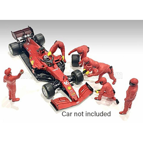 AMERICAN DIORAMA FIGURES F1  SET 2 2022 - DIORAMA PIT-STOP SET 7 X MECCANICI - MECHANICS - WITH DECALS - RED 1/43