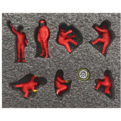 AMERICAN DIORAMA FIGURES F1  SET 2 2022 - DIORAMA PIT-STOP SET 7 X MECCANICI - MECHANICS - WITH DECALS - RED 1/43