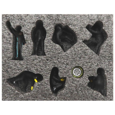 AMERICAN DIORAMA FIGURES F1  SET 2 2022 - DIORAMA PIT-STOP SET 7 X MECCANICI - MECHANICS - WITH DECALS - BLACK GREEN 1/43