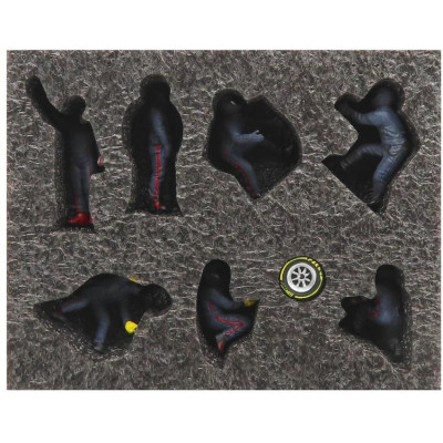 AMERICAN DIORAMA FIGURES F1  SET 2 2022 - DIORAMA PIT-STOP SET 7 X MECCANICI - MECHANICS - WITH DECALS - MATT BLUE RED 1/43
