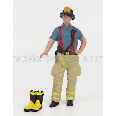 AMERICAN DIORAMA FIGURES FIREFIGHTERS - GETTING READY - BLUE BEIGE 1/24