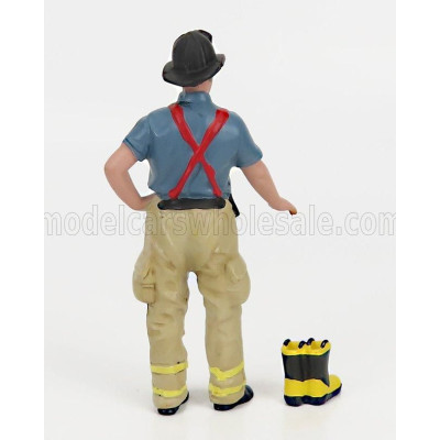 AMERICAN DIORAMA FIGURES FIREFIGHTERS - GETTING READY - BLUE BEIGE 1/24