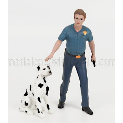 AMERICAN DIORAMA FIGURES FIREFIGHTERS - FIRE DOG TRAINING - 2 TONE BLUE 1/24