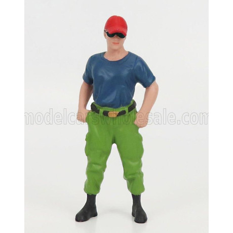 AMERICAN DIORAMA FIGURES FIREFIGHTERS - OFF DUTY - BLUE GREEN 1/24