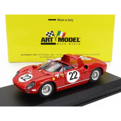 ART MODEL FERRARI 250P SPIDER 3.0L V12 TEAM SEFAC FERRARI SPA N 22 3rd 24h LE MANS 1963 MIKE PARKES - UMBERTO MAGLIOLI - RED 1/4