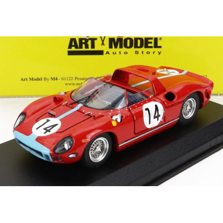 ART MODEL FERRARI 330P 4.0L V12 SPIDER TEAM MARANELLO CONCESSIONAIRES N 14 2nd 24h LE MANS 1964 J.BONNIER - G.HILL - RED 1/43