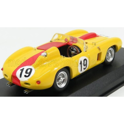 ART MODEL FERRARI 290MM SPIDER ch.0606 N 19 4th PORTUGAL MONSANTO GP 1957 A.DE CHANGY - YELLOW 1/43