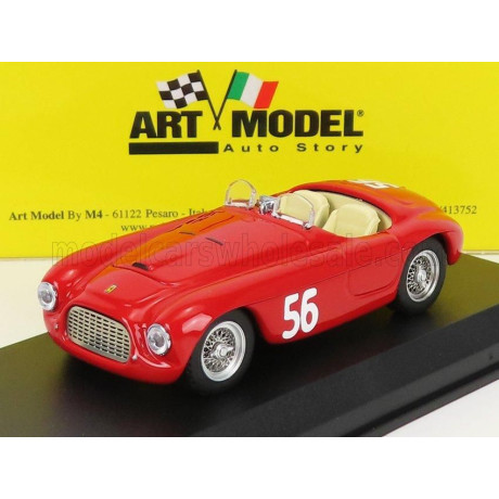 ART MODEL FERRARI 166MM BARCHETTA SPIDER N 56 WINNER VERMICINO - ROCCA DI PAPA 1949 G.MARZOTTO - RED 1/43