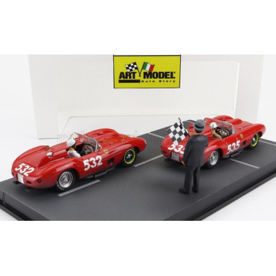 ART MODEL FERRARI DIORAMA SET 2X 315S SPIDER sn0684 N 535 WINNER MILLE MIGLIA 1957 P.TARUFFI + N 532 2nd MILLE MIGLIA 1957 W.VON