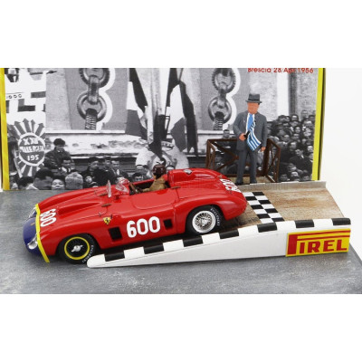 ART MODEL FERRARI DIORAMA - 290MM SPIDER s/n0626 N 600 MILLE MIGLIA 1956 JUAN MANUEL FANGIO - RED BLUE YELLOW 1/43