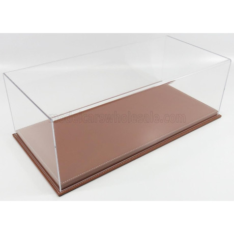 ATLANTIC VETRINA DISPLAY BOX MOLHOUSE BASE IN PELLE MARRONE - LEATHER BASE BROWN - Lungh.LENGHT cm 51 X Largh.WIDTH cm 24 X Alt.