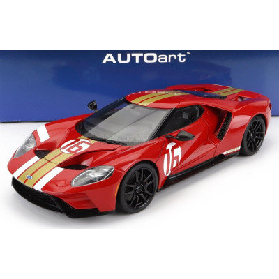 AUTOART FORD USA GT HERITAGE EDITION N 16 ALAN MANN 2022 - RED GOLD 1/18