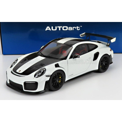 AUTOART PORSCHE 911 991-2 GT2 RS WEISSACH PACKAGE 2019 - BLACK RIMS - WHITE BLACK 1/18