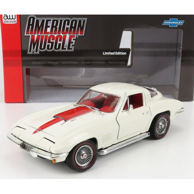 AUTOWORLD CHEVROLET CORVETTE 427 COUPE 1967 - WHITE RED 1/18
