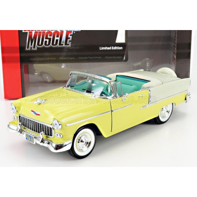 AUTOWORLD CHEVROLET BEL AIR CABRIOLET OPEN 1955 - YELLOW SILVER 1/18