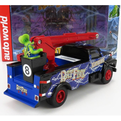 AUTOWORLD FORD USA BUCKET TRUCK CRANE 1990 - RATFINK - SALVADANAIO - MONEYBOX - BLUE BLACK 1/34