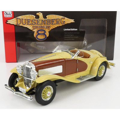 AUTOWORLD DUESENBERG SSJ SPEEDSTER SPIDER CABRIOLET OPEN 1935 - CREAM BROWN 1/18