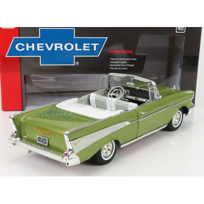 AUTOWORLD CHEVROLET BEL AIR CABRIOLET OPEN 1957 - GREEN MET 1/18