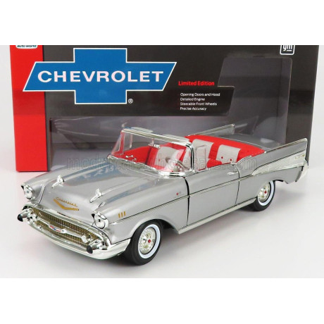 AUTOWORLD CHEVROLET BEL AIR CABRIOLET OPEN 1957 - SILVER 1/18